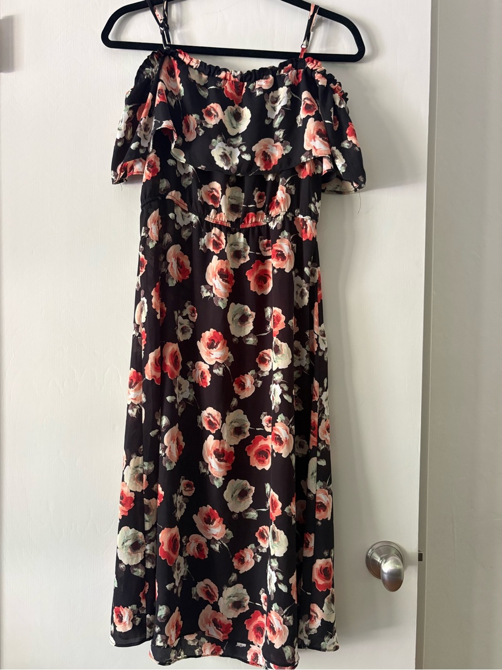 Cozy Casual Black Floral Maxi with Pastel Accents